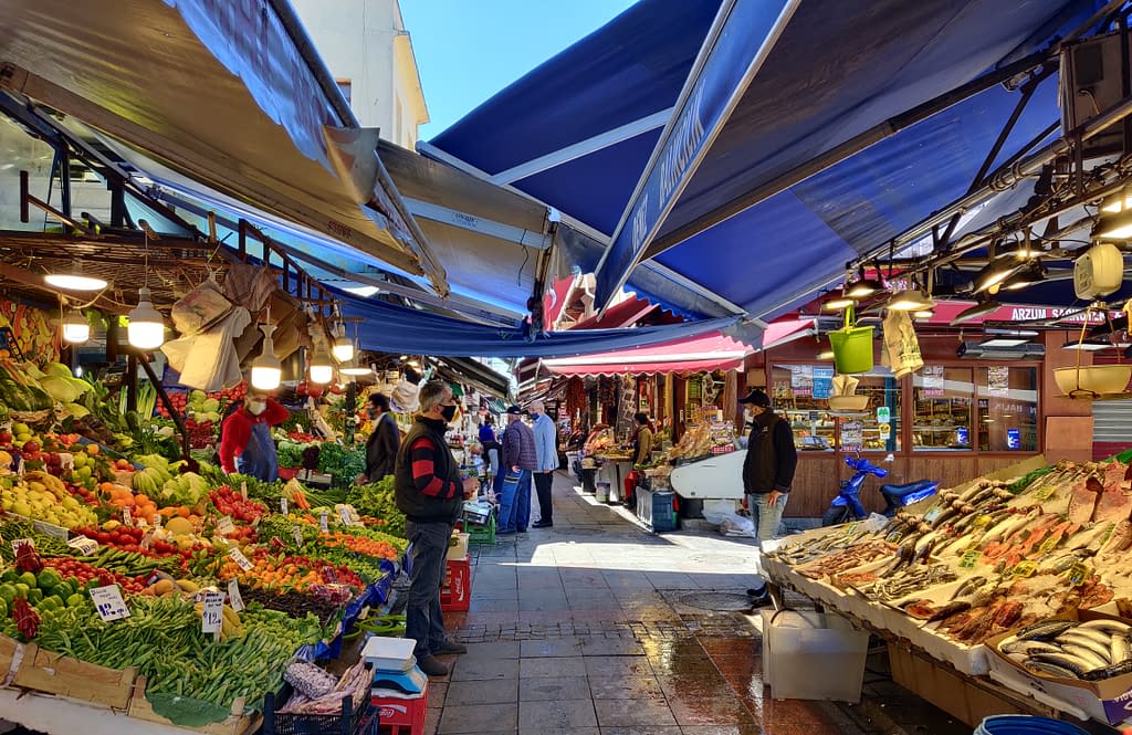 The bazaar area in Kadıköy, Istanbul.
