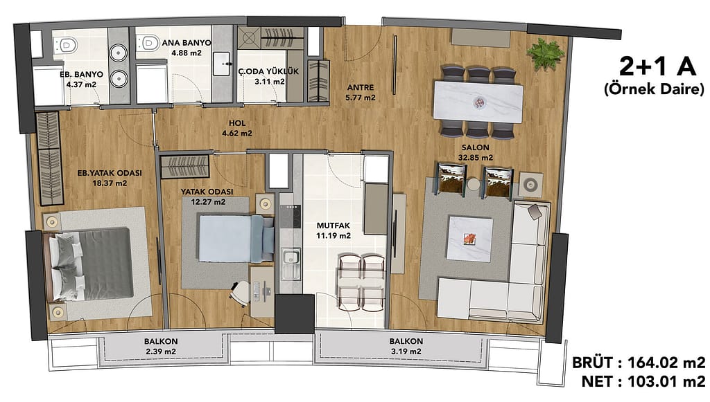 The floor plan of the skyscraper apartment in Istanbul on the Asian side.