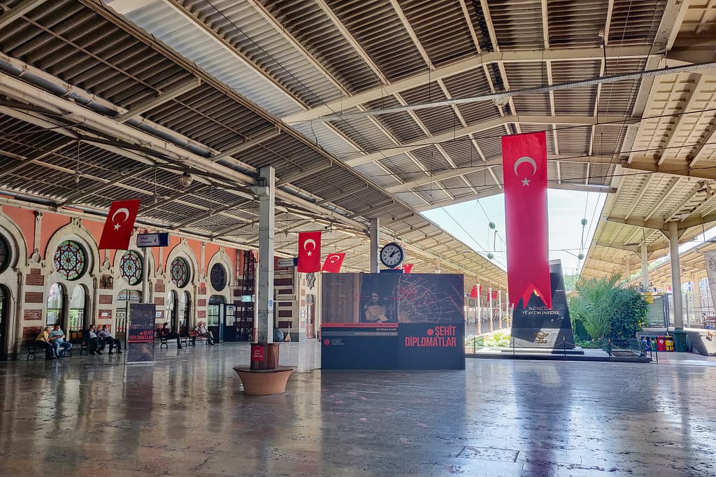 Sirkeci Railway Station (Sirkeci Garı or İstanbul Garı) in Eminönü on the European side of Istanbul.