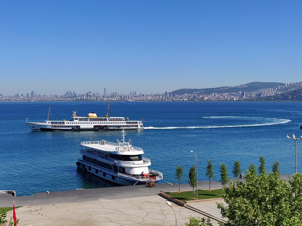 The ferries on the harbor of Büyükada in Istanbul.