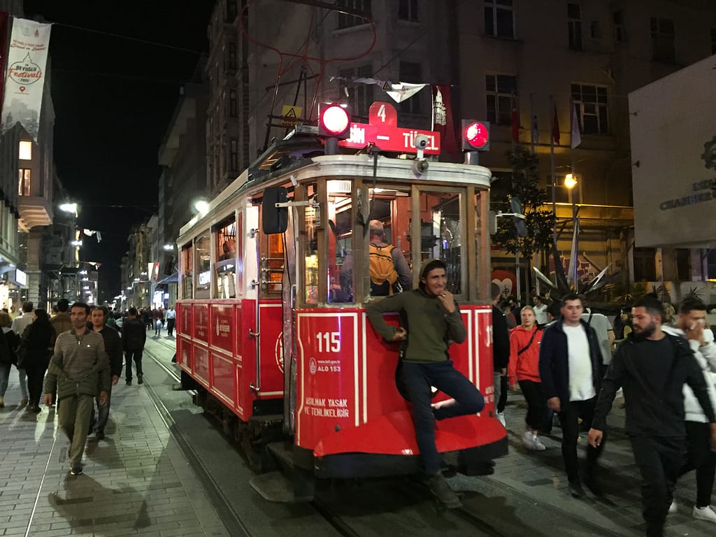The nostalgic tramway (T2 line, Taksim-Tünel) runs on Istiklal Caddesi. It is located in Beyoğlu District on the European side. The line is 1.64 kilometers long and it has 5 stops.