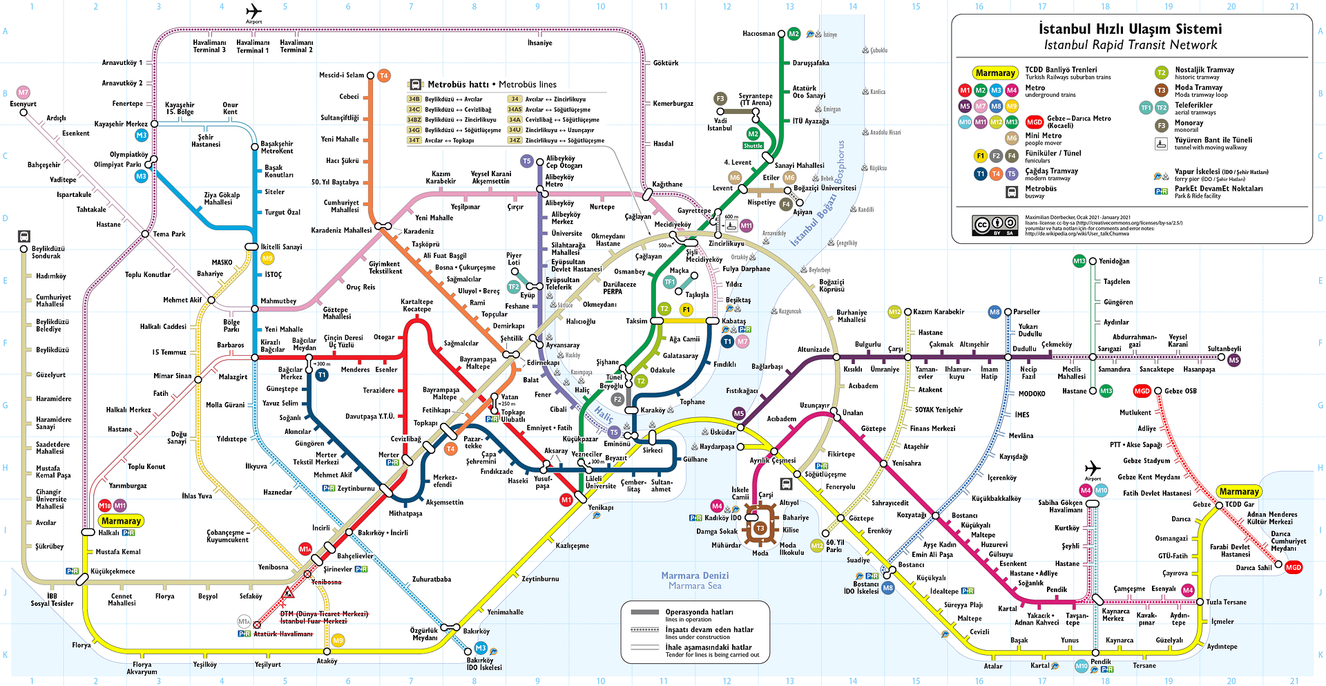 The map of Istanbul public transport.
