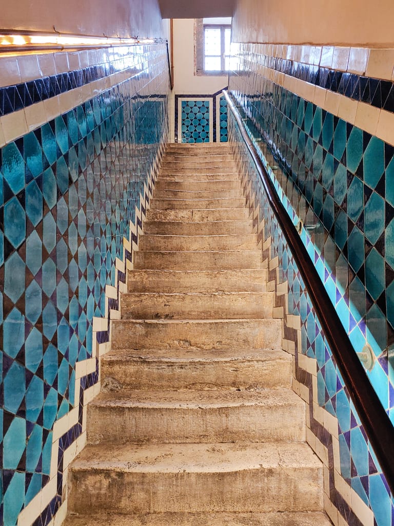 The staircase of Restaurant Pandeli in Spice Bazaar in Istanbul.