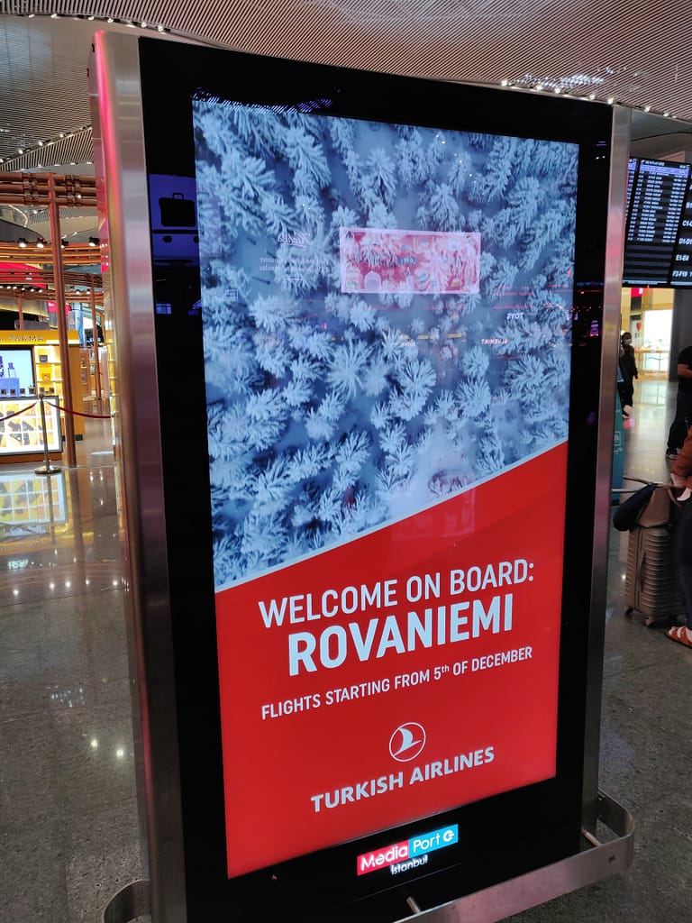 My home country Finland at Istanbul airport: Lapland and the city of Rovaniemi.