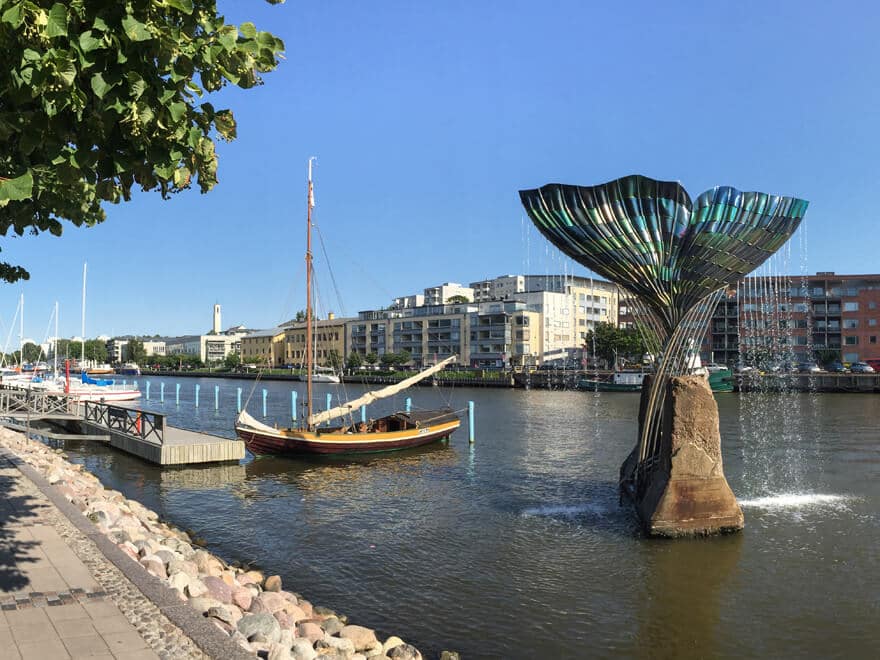 Harmonia work of art in Turku in sunny day